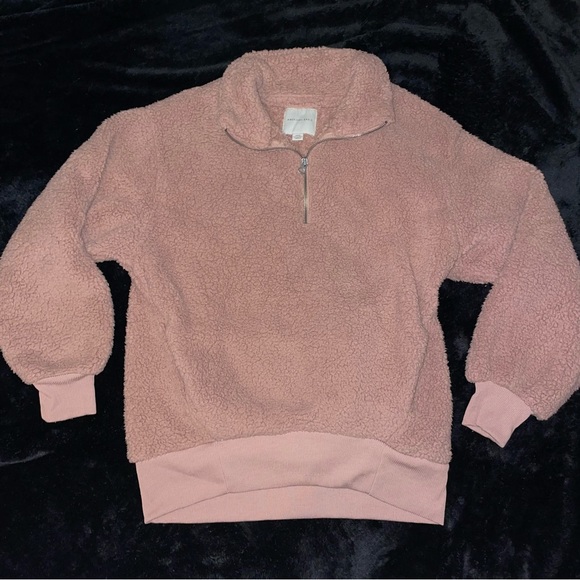 Pink Quarter Zip Sherpa Jacket - Picture 1 of 5
